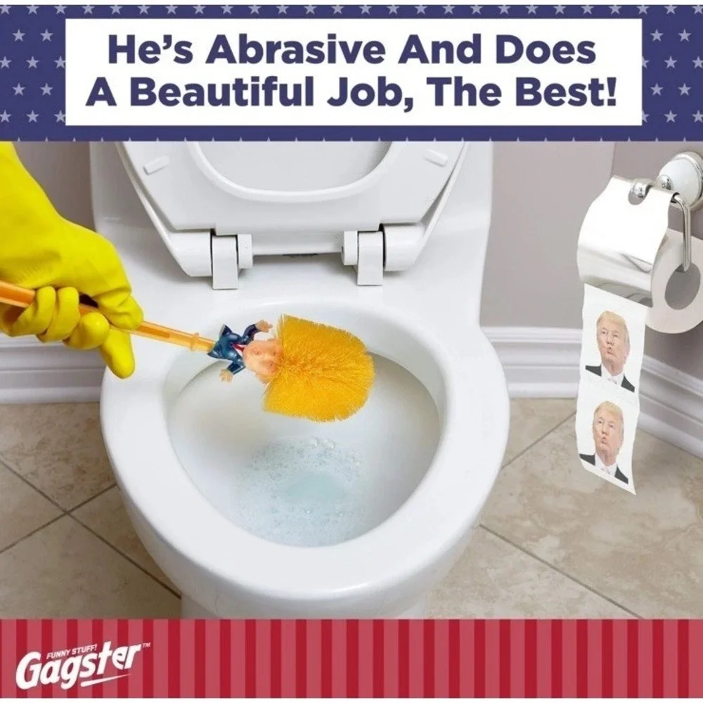 Donald Trump Toilet Brush - Funny Gag Gift Toilet Bowl Cleaner Toilet Paper